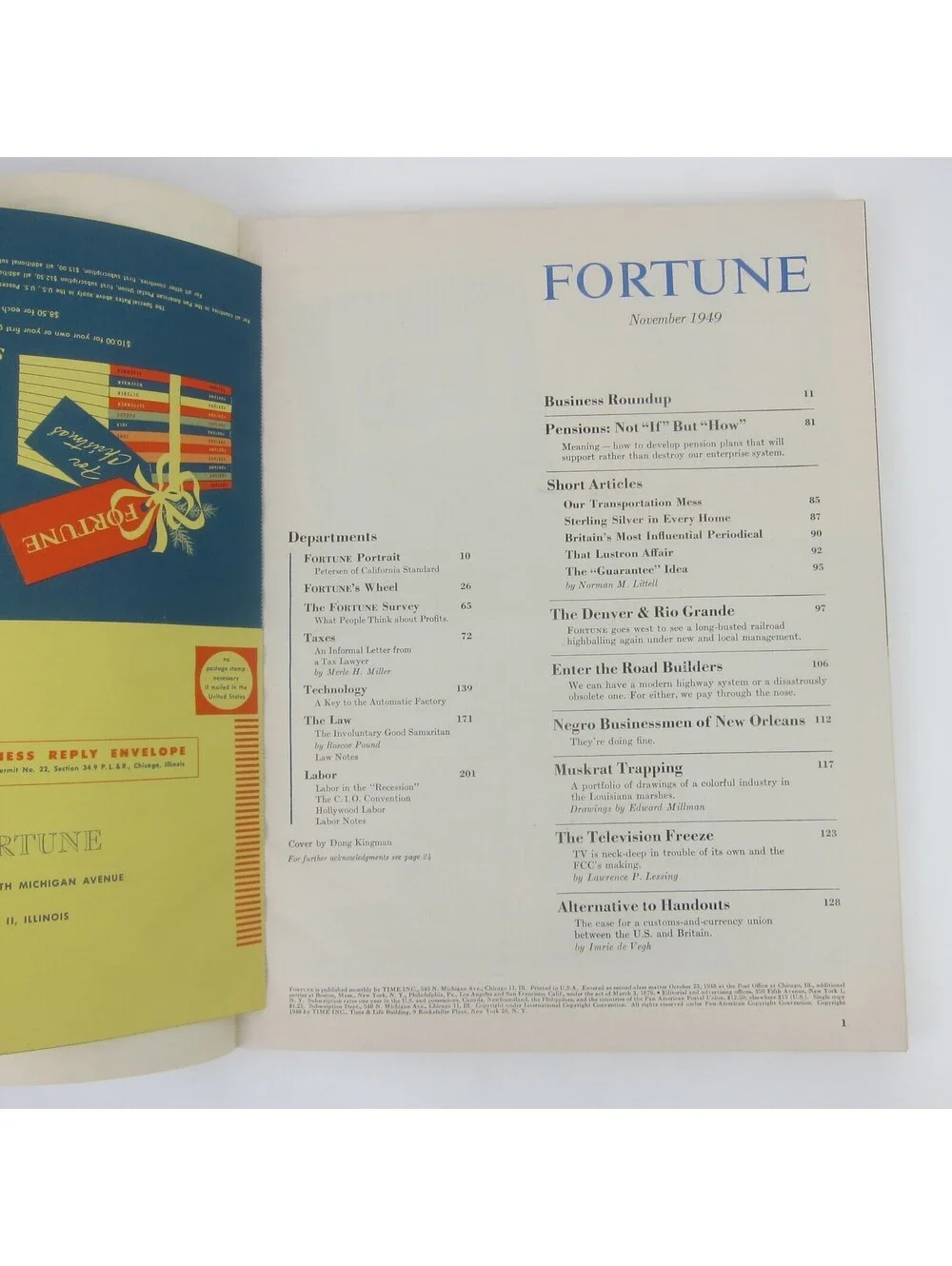 Vintage FORTUNE Magazine November 1949 Dong Kingman Cover Motorola Studebaker